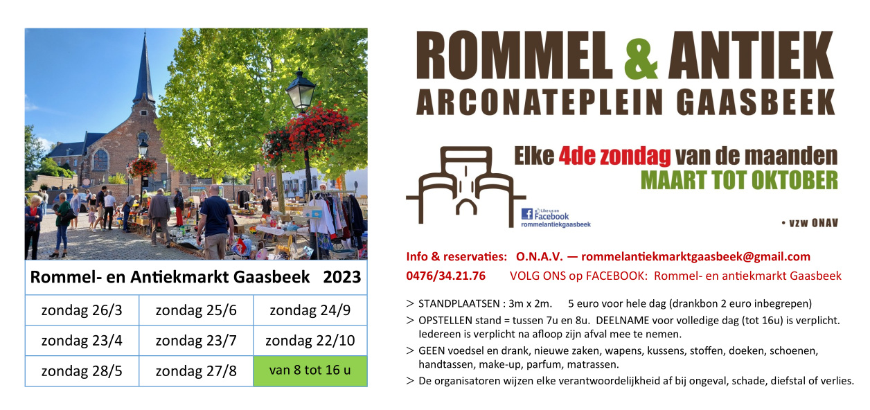 Antiekmarkt en rommelmarkt Gaasbeek 2023